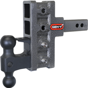 GEN-Y's Mega-Duty Adjustable Drop Hitches start at 10,000 LB towing capacity and go up to 32,000 LB towing capacity. There are multiple drop options as well depending on your trailer towing needs.